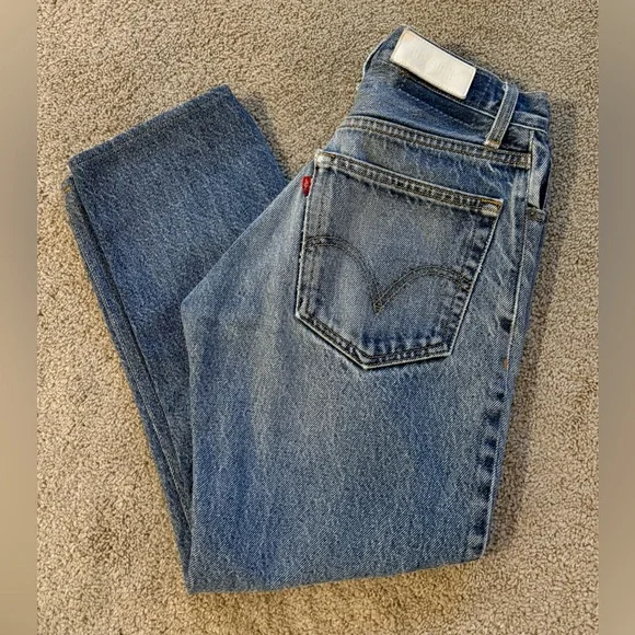RE/DONE Levi’s Relaxed Straight Distressed Jeans 26x25 One of a Kind - Picture 3 of 7
